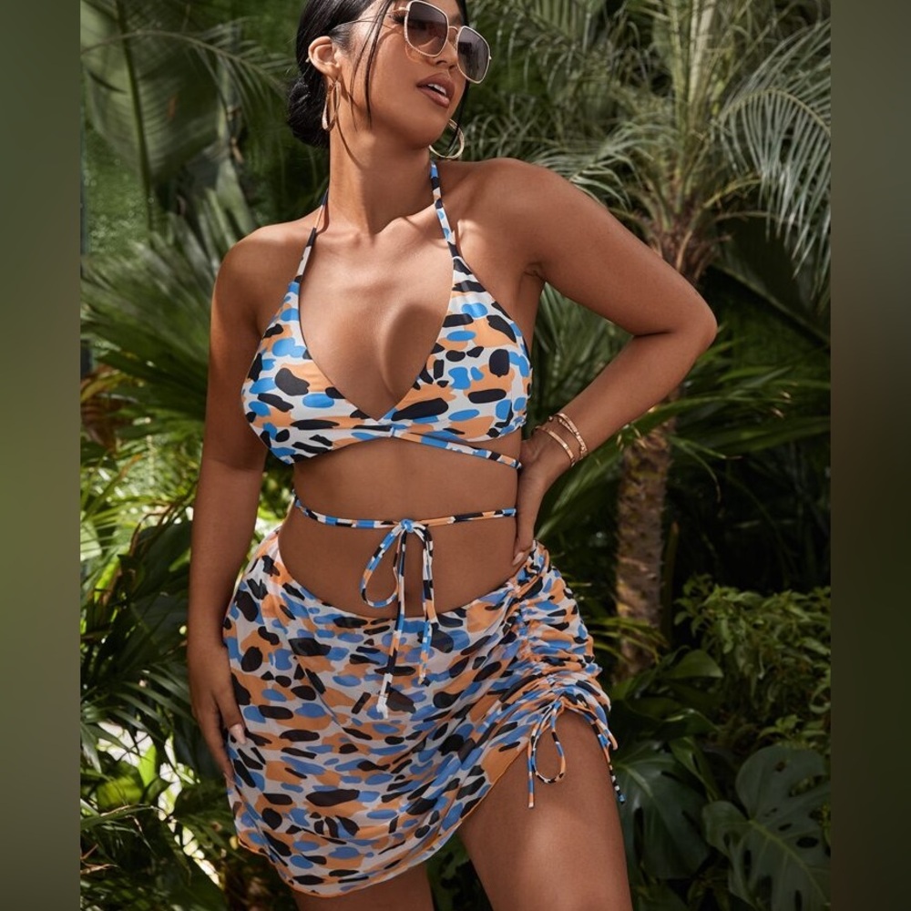 High Waisted 2 Piece Bikini Set/Skirt